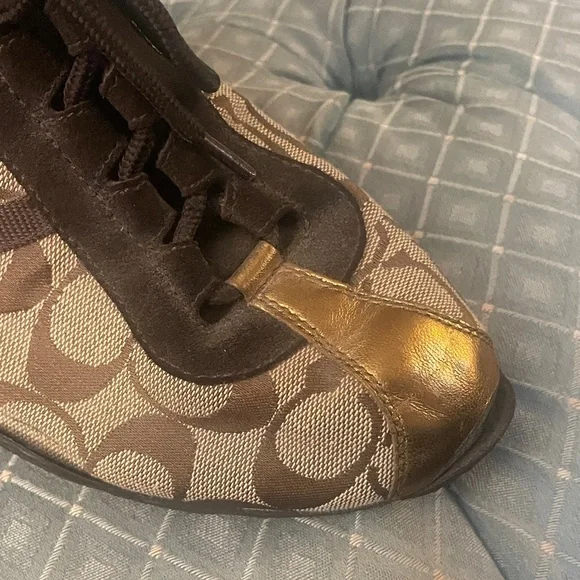 Coach Brown and Gold Women's Sneakers - Picture 2 of 12